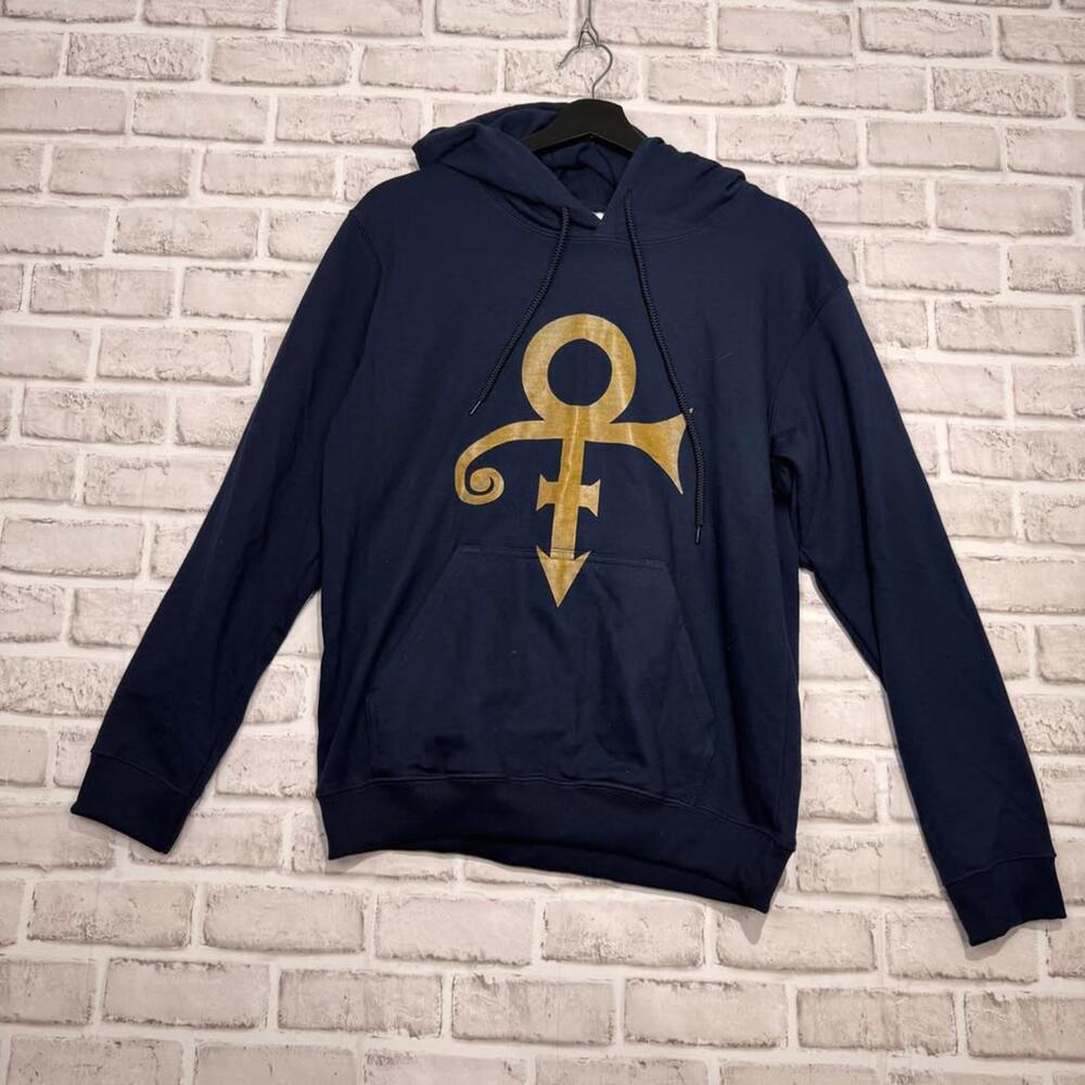 Prince NWOT Hooded Sweatshirt Gildan Hoodie Navy Symbol Adult L Concert‎ Merch